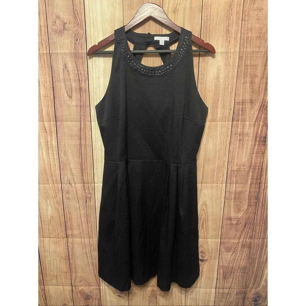 New York & Company stretch size 16 black dress sleeveless embellished